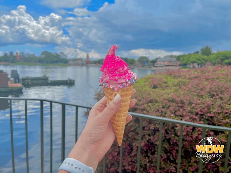 Epcot-Food-and-Wine-Shimmering-Strawberry-Soft-Serve-In-A-Waffle-Cone